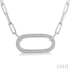 1/10 Ctw Round Cut Diamond Paperclip Pendant With Chain in Sterling Silver