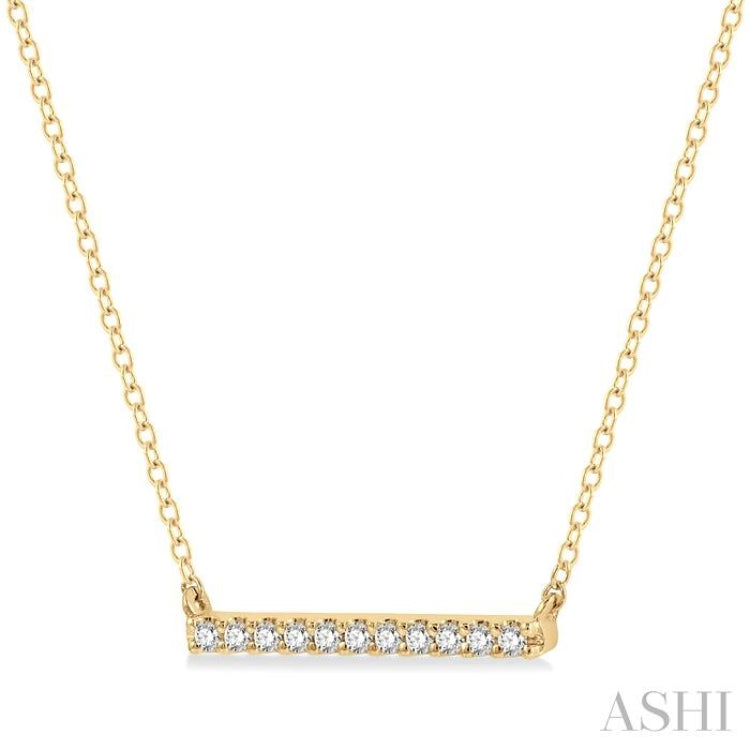 1/8 ctw Bar Round Cut Diamond Petite Necklace in 10K Yellow Gold