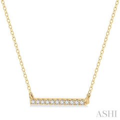 1/8 ctw Bar Round Cut Diamond Petite Necklace in 10K Yellow Gold