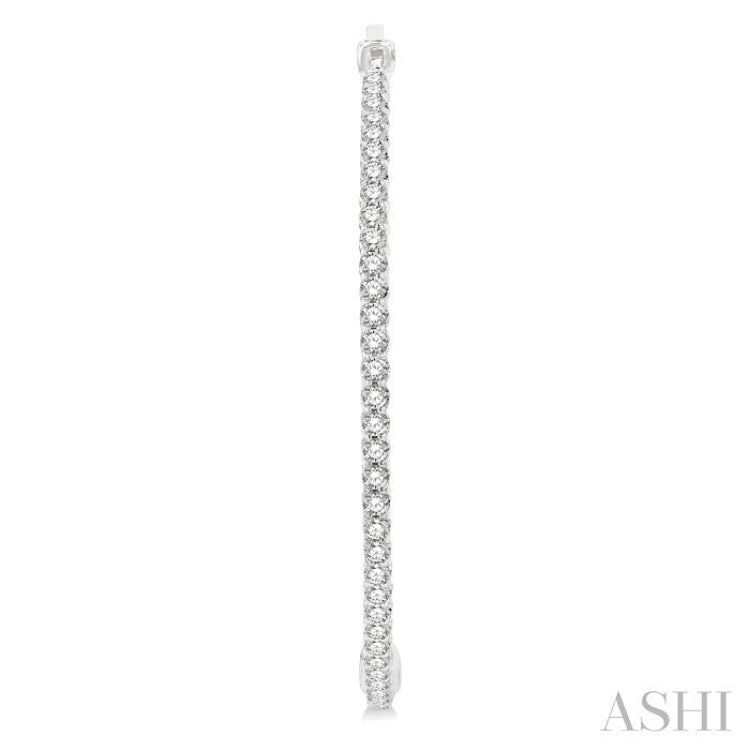 4 ctw Inside-Out Round Cut Diamond 2-Inch Hoop Earrings in 14K White Gold