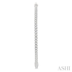 4 ctw Inside-Out Round Cut Diamond 2-Inch Hoop Earrings in 14K White Gold