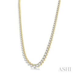 15 Ctw Riviera Round Cut Diamond Necklace in 14K Yellow Gold