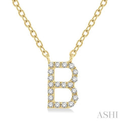 1/20 ctw Initial 'B' Round Cut Diamond Pendant With Chain in 14K Yellow Gold