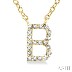 1/20 ctw Initial 'B' Round Cut Diamond Pendant With Chain in 14K Yellow Gold