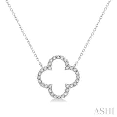 1/4 ctw Clover Round Cut Diamond Pendant in 14K White Gold