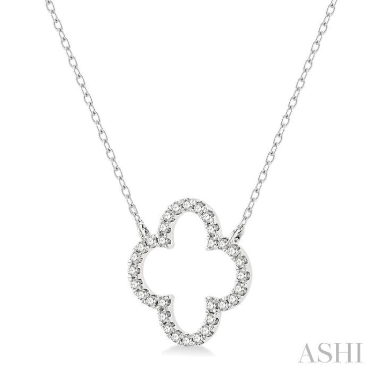 1/4 ctw Clover Round Cut Diamond Pendant in 14K White Gold