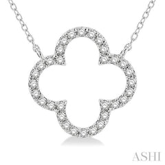 1/4 ctw Clover Round Cut Diamond Pendant in 14K White Gold