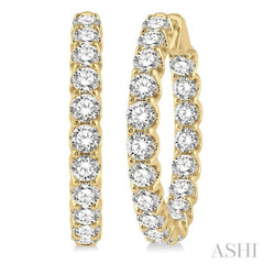 10.00 ctw Inside-Out Round Cut Diamond Hoop Earrings in 14K Yellow Gold