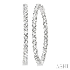 7 ctw Inside-Out Round Cut Diamond 1 1/2 Inch Hoop Earrings in 14K White Gold