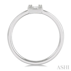 1/8 ctw Square Shape Baguette and Round Cut Diamond Petite Fashion Ring in 14K White Gold