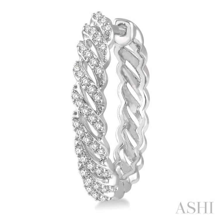 1/3 ctw Open Twirl Round Cut Diamond Hoop Earring in 14K White Gold