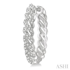 1/3 ctw Open Twirl Round Cut Diamond Hoop Earring in 14K White Gold
