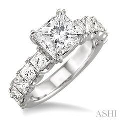 2 ctw Princess Cut Diamond Semi-Mount Engagement Ring in 18K White Gold