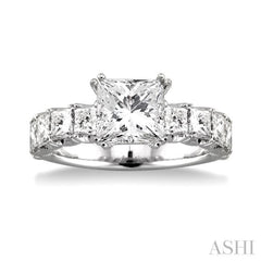 2 ctw Princess Cut Diamond Semi-Mount Engagement Ring in 18K White Gold