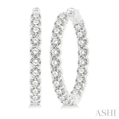 8.00 ctw Inside-Out Round Cut Diamond Hoop Earrings in 14K White Gold