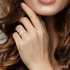 1 ctw Past, Present & Future Round Cut Diamond Engagement Ring With 3/8 ct Oval Cut Center Stone in 14K Yellow and White Gold
