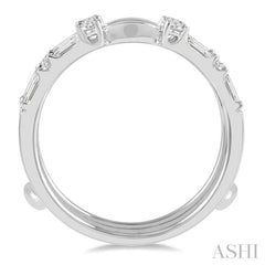 5/8 Ctw Baguette and Round Cut Diamond Insert Ring in 14K White Gold