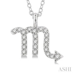 1/10 ctw Scorpio Round Cut Diamond Zodiac Pendant With Chain in 10K White Gold