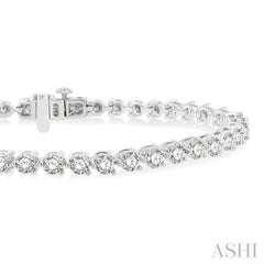4 Ctw Round Cut Diamond 3-Prong Tennis Bracelet in 14K White Gold