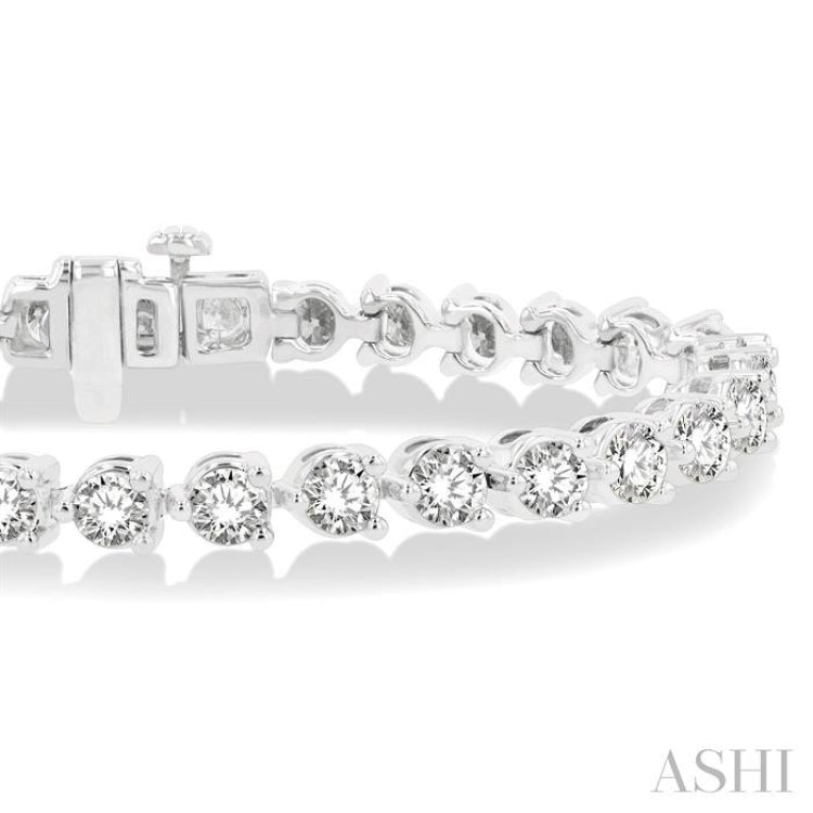 10 ctw 3 Prong Round Cut Diamond Tennis Bracelet WG 14K-G*