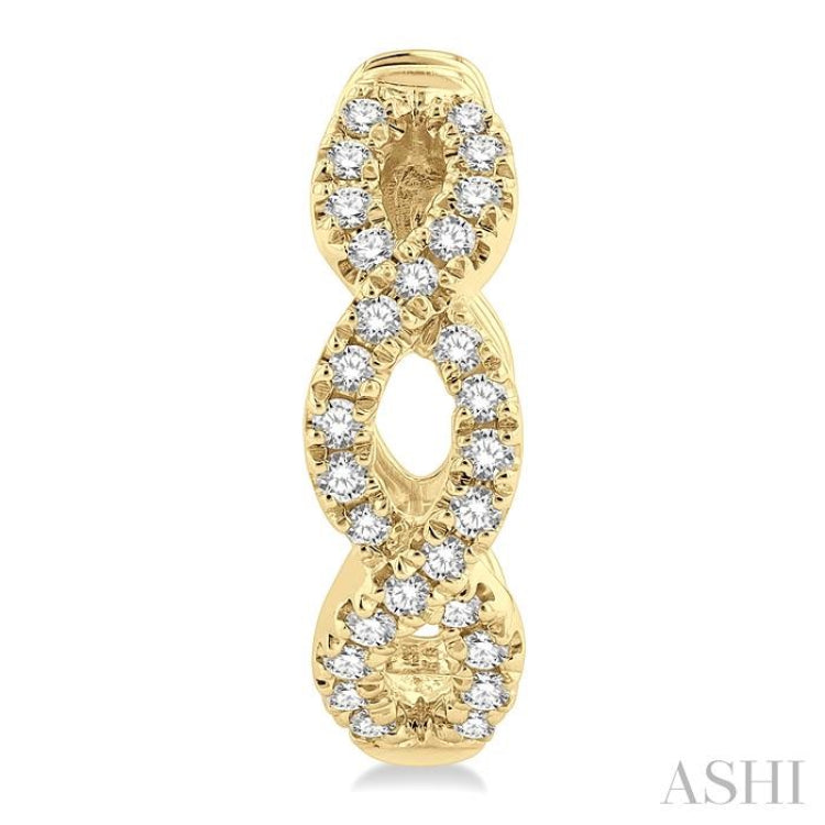 1/4 Ctw Petite Twisted Round Cut Diamond Fashion Huggies in 10K Yellow Gold