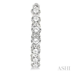 4 ctw Inside-Out Single Prong Set Round Cut Diamond Hoop Earrings in 14K White Gold