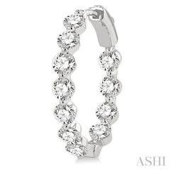 4 ctw Inside-Out Single Prong Set Round Cut Diamond Hoop Earrings in 14K White Gold