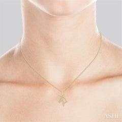 1/10 ctw Horse Head Petite Round Cut Diamond Fashion Pendant With Chain in 10K Yellow Gold