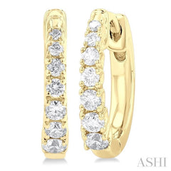1/4 ctw Graduated Round Cut Diamond Fashion Huggie Petites in 10K Yellow Gold