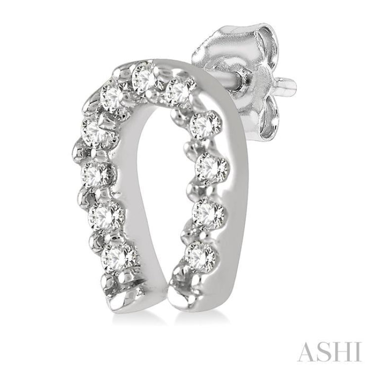 1/10 ctw Horseshoe Charm Round Cut Diamond Petite Earring in 10K White Gold