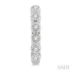 1/10 ctw Round Cut Diamond Huggie Petite Earrings in 10K White Gold