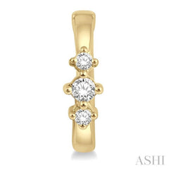 1/6 ctw Three Stone Round Cut Diamond Huggie Petite Earrings in 10K Yellow Gold