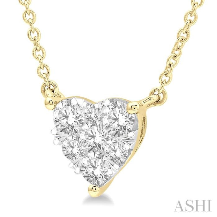 1/2 ctw Lovebright Diamond Heart Pendant With Chain in 14K Yellow and White Gold