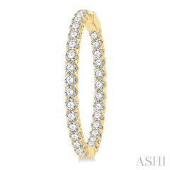 10 ctw Inside-Out Round Cut Diamond 1 1/2 Inch Hoop Earrings in 14K Yellow Gold