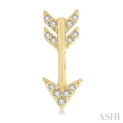 1/10 Ctw Petite Arrow Round Cut Diamond Fashion Stud Earrings in 10K Yellow Gold