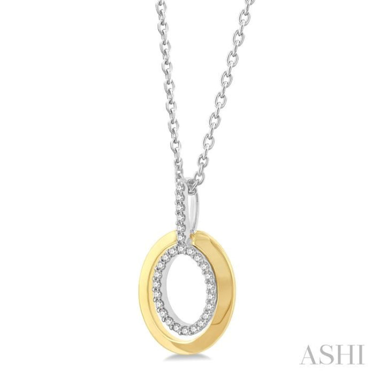 1/10 Ctw Petite Twin Oval Round Cut Diamond Fashion Pendant With Chain in 10K Yellow Gold
