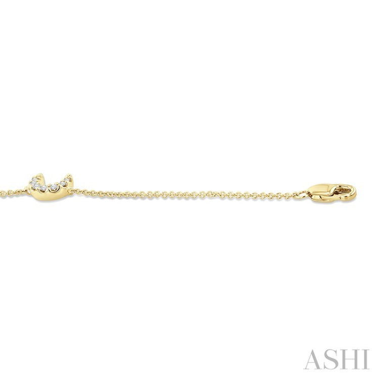 1/20 Ctw Petite Crescent Moon Round Cut Diamond Fashion Bracelet in 10K Yellow Gold