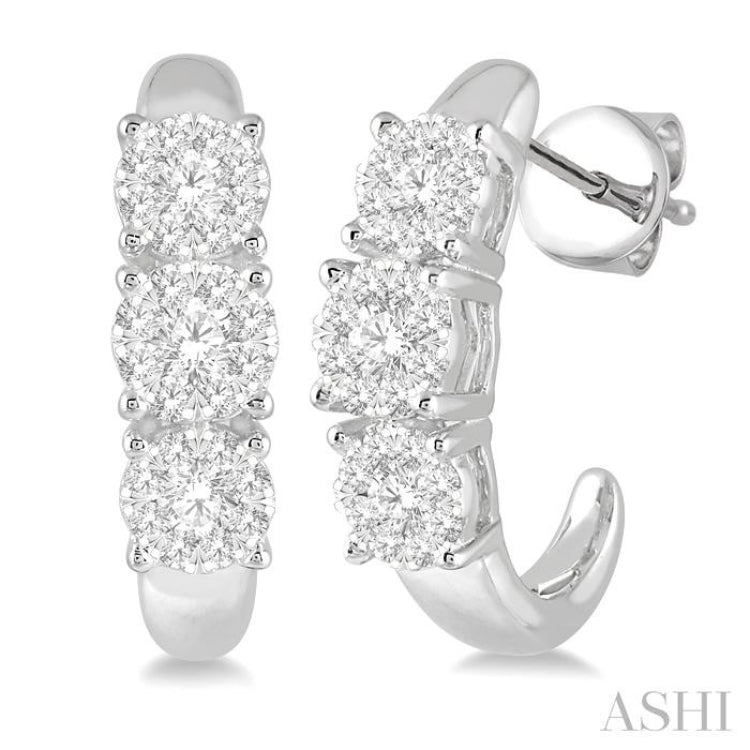 1/2 ctw Lovebright Round Cut Diamond Earrings in 14K White Gold