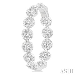 3 ctw Circular Link Lovebright In-Out Round Cut Diamond Hoop Earring in 14K White Gold