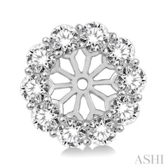 1 Ctw Round Cut Diamond Earrings Jacket in 14K White Gold