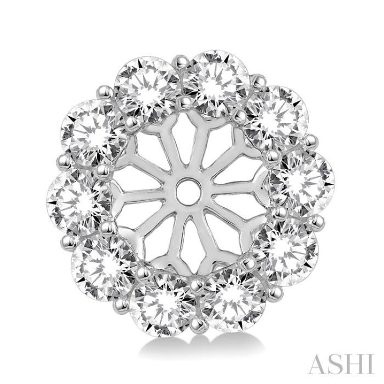 3/4 Ctw Round Cut Diamond Earrings Jacket in 14K White Gold