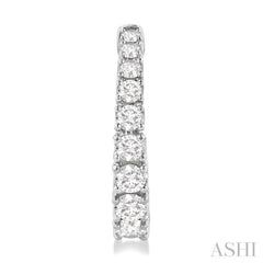 1 ctw Graduated Round Cut Diamond Fashion Hoop Earrings in 14K White Gold