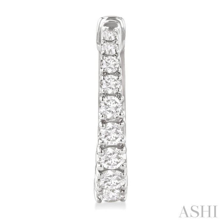 1/2 ctw Graduated Round Cut Diamond Fashion Hoop Earrings in 14K White Gold