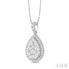 1/2 ctw Pear Shape Diamond Lovebright Pendant in 14K White Gold with Chain