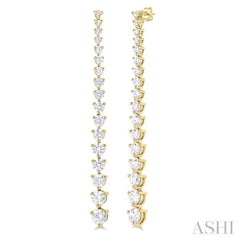 3 ctw Round Cut Diamond Riviera Drop Earring in 14K Yellow Gold
