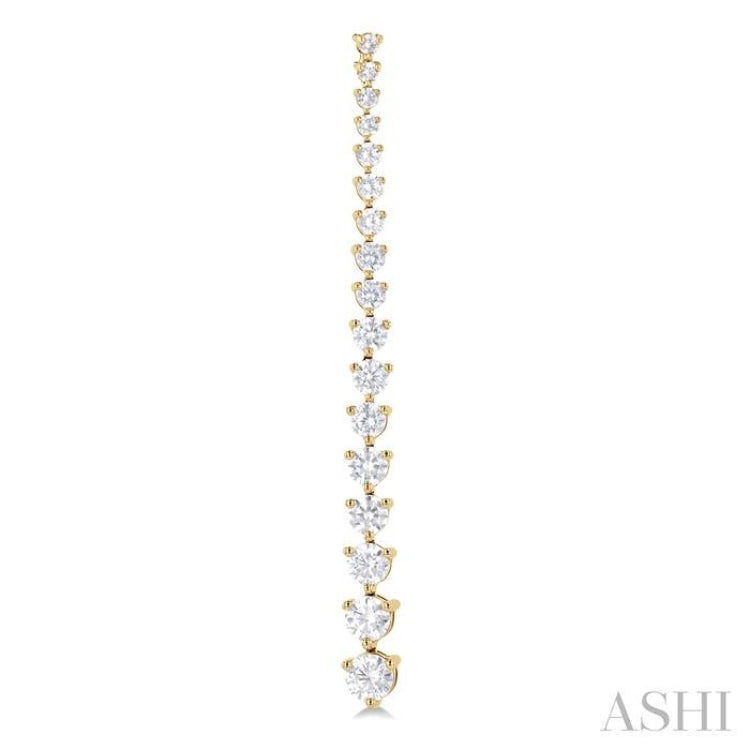 3 ctw Round Cut Diamond Riviera Drop Earring in 14K Yellow Gold