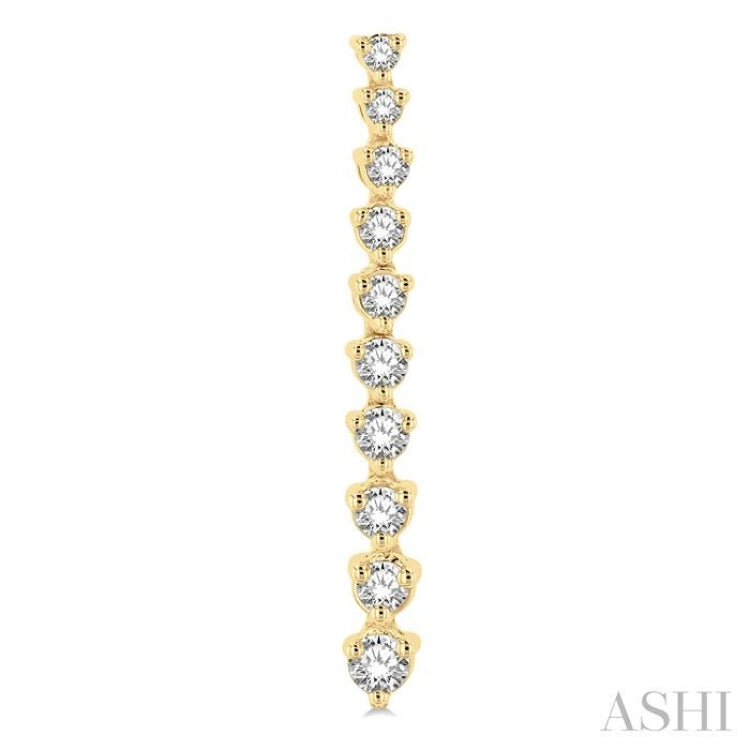 1/2 ctw Round Cut Diamond Riviera Drop Earring in 14K Yellow Gold