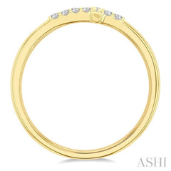 1/10 Ctw Petite Reclining Cross Round Cut Diamond Stackable Fashion Ring in 10K Yellow Gold