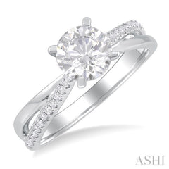 1/6 ctw Criss-Cross Round Cut Diamond Semi Mount Engagement Ring in 14K White Gold