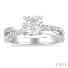 1/6 ctw Criss-Cross Round Cut Diamond Semi Mount Engagement Ring in 14K White Gold
